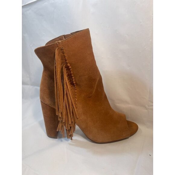 Gianni BINI RENNY Fringe  Ankle Boots Womens  SUEDE Peep Toe SIZE 7.5 - Picture 10 of 16